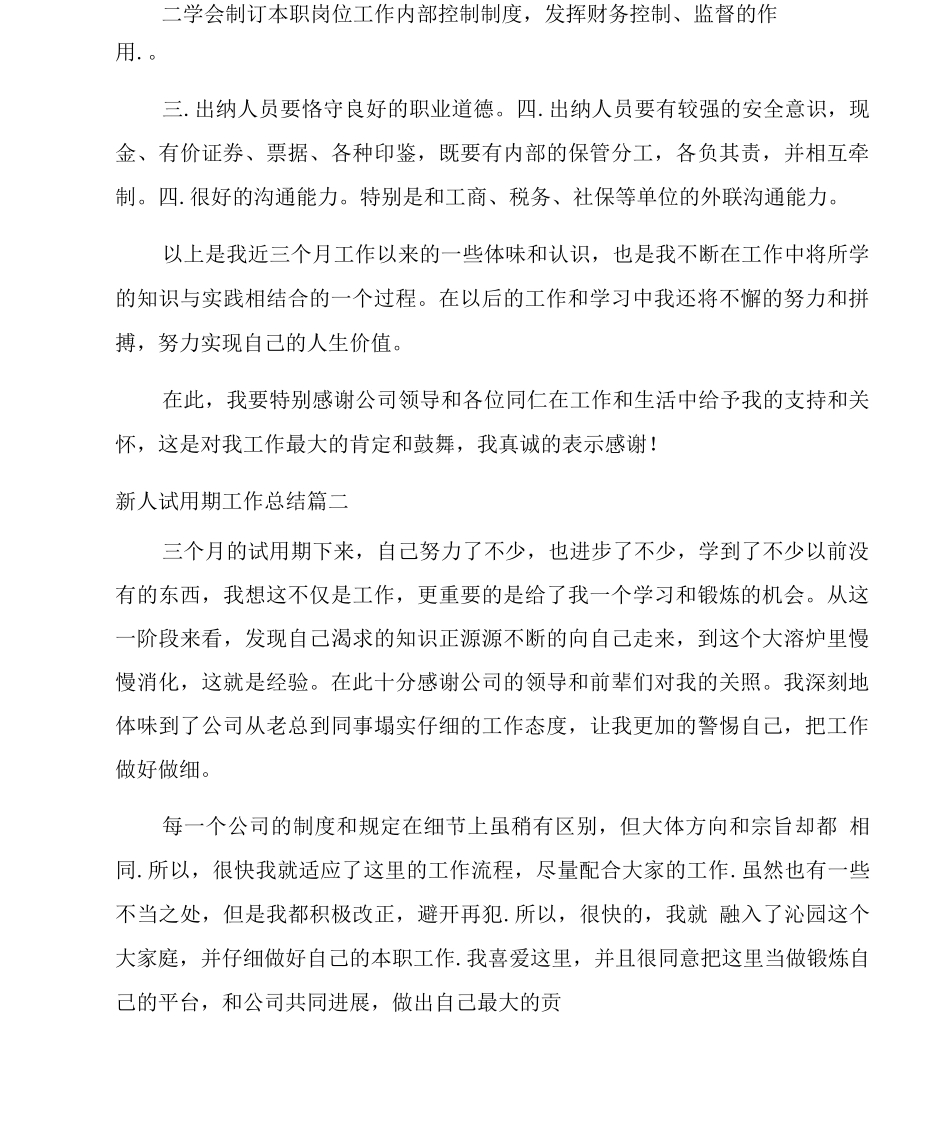 新人第一个月工作总结范文新人试用期工作总结范文_第3页