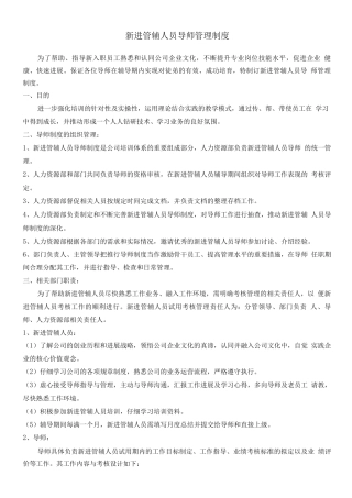 新员工导师管理制度