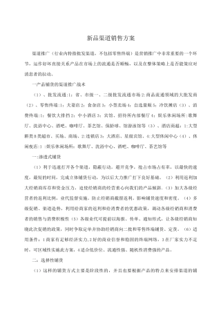 新品渠道销售方案