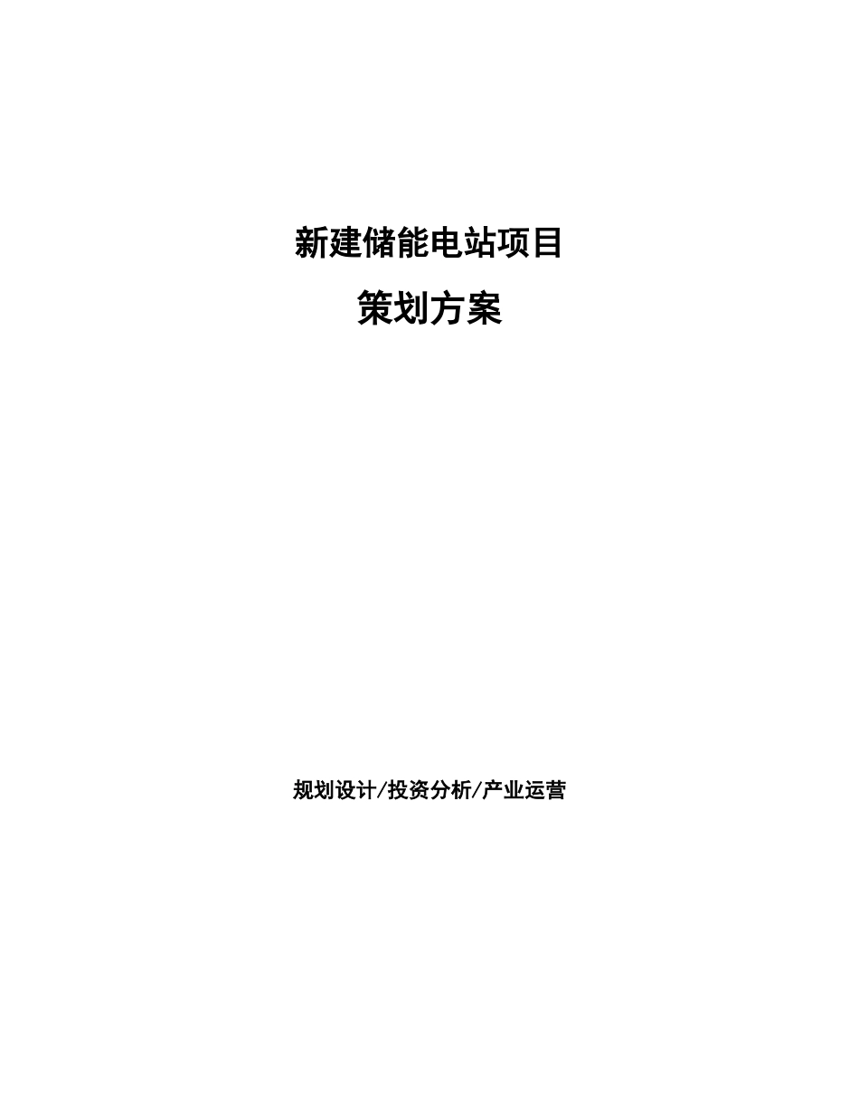 新建储能电站项目策划方案_第1页