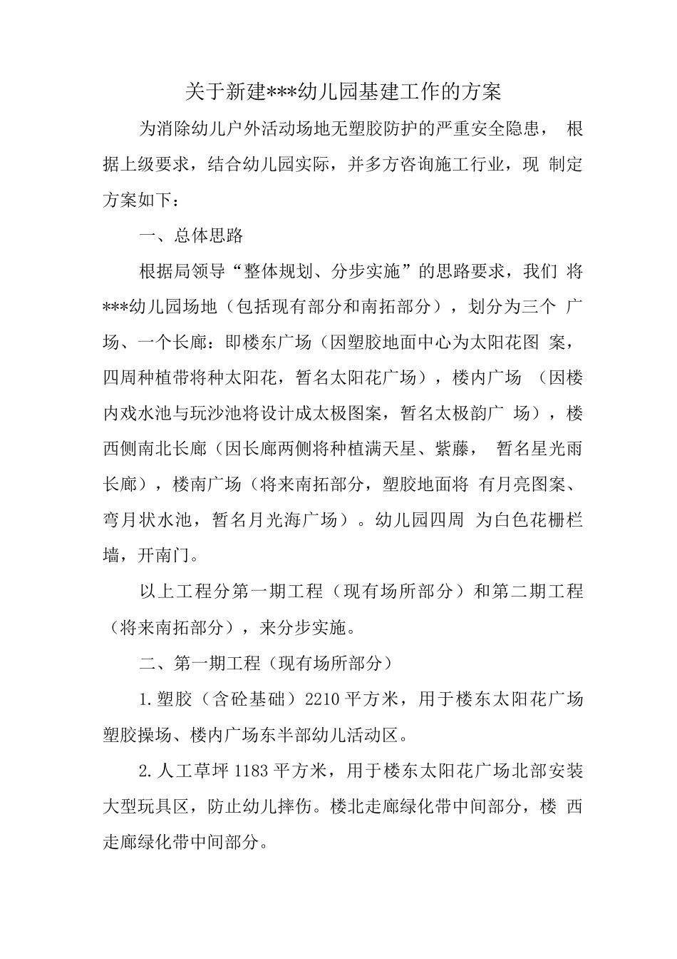 新建公办幼儿园基建工作方案_第1页