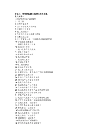 新建变电站竣工清单