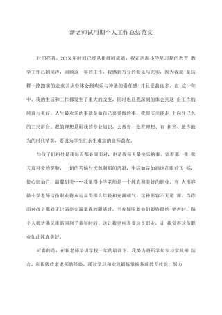 新教师试用期个人工作总结范文