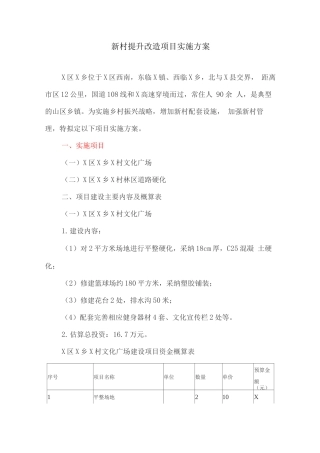 新村提升改造项目实施方案