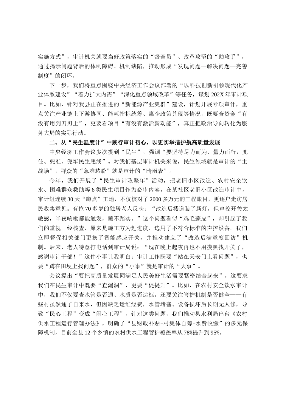 在全县审计系统学习贯彻中央经济工作会议精神专题交流会上的发言_第2页