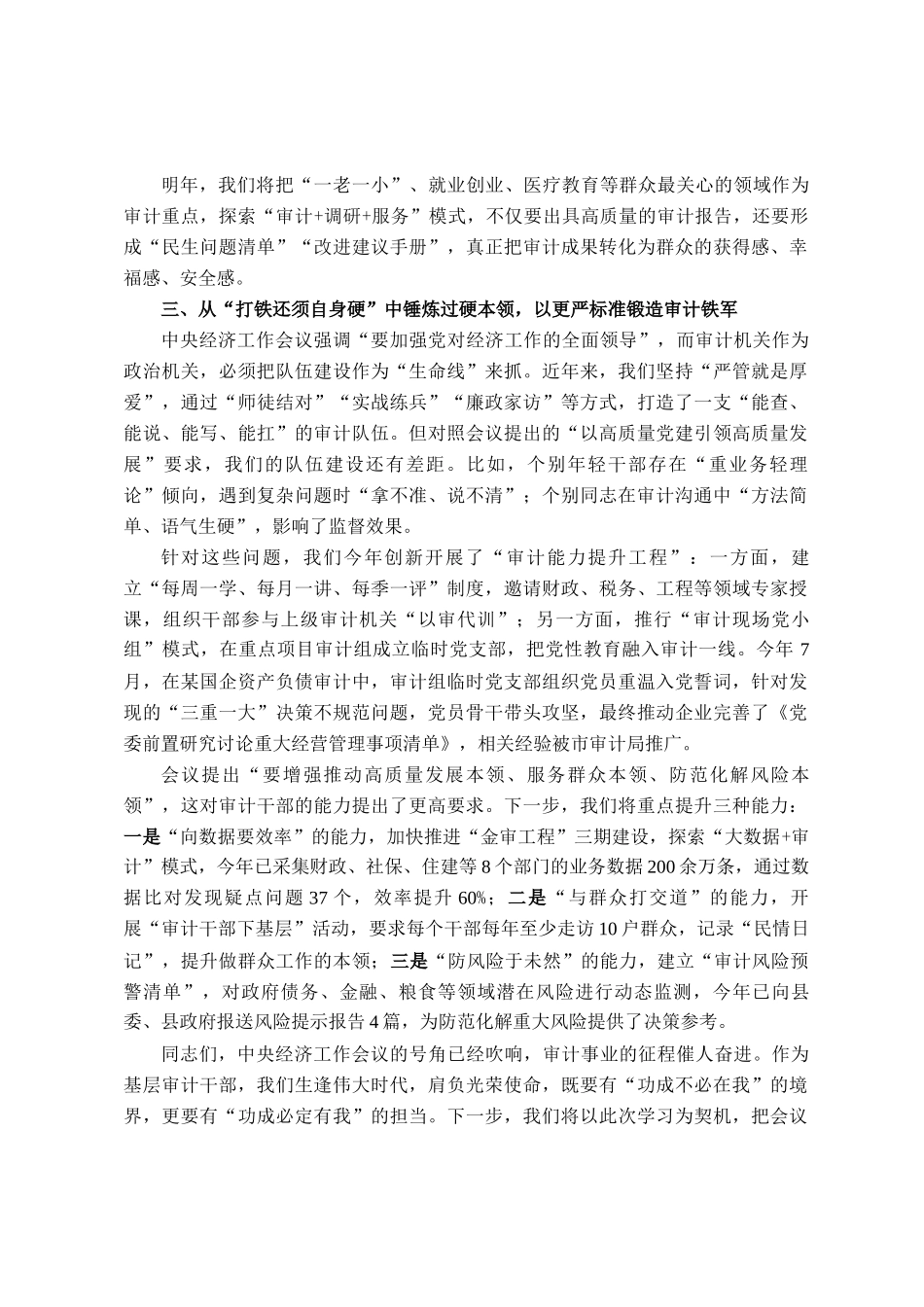 在全县审计系统学习贯彻中央经济工作会议精神专题交流会上的发言_第3页