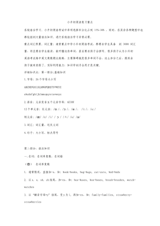 新版牛津六年级苏教版小升初英语复习重点