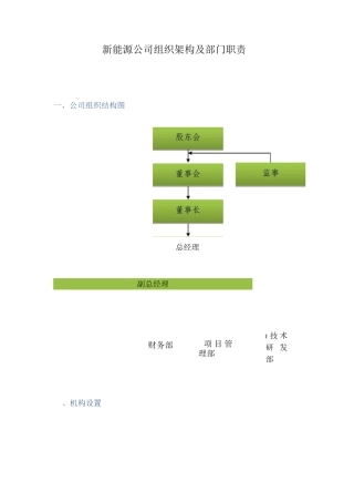 新能源公司组织架构及部门职责
