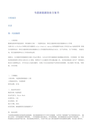 新能源创业计划书