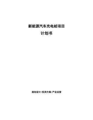 新能源汽车充电桩项目计划书