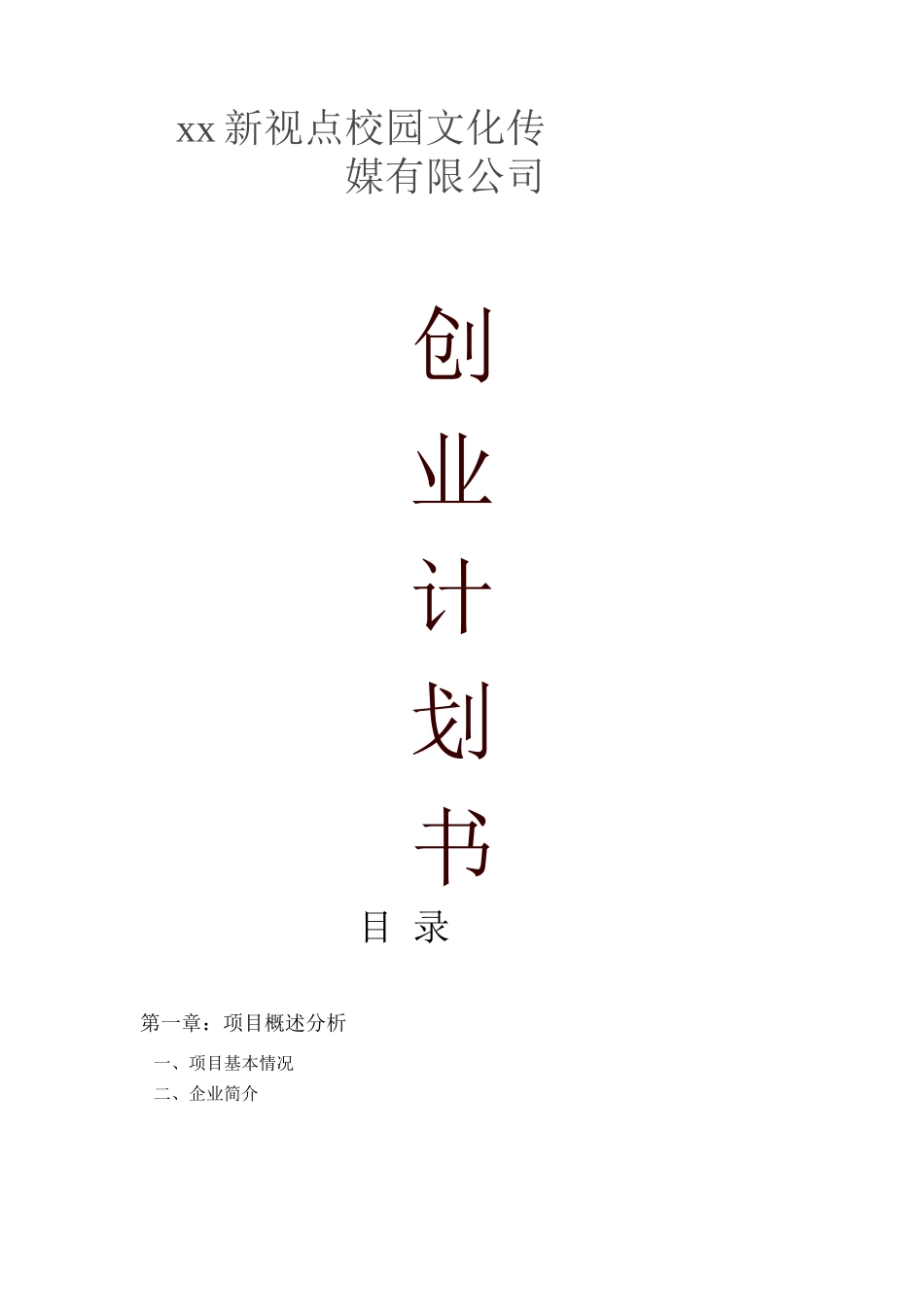 新视点校园文化传媒公司商业计划书_第1页