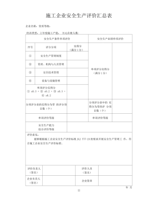 施工企业安全生产评价标准JGJT77-