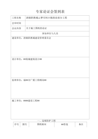 施工图纸会审签到表
