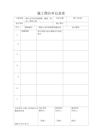 施工图自审记录表