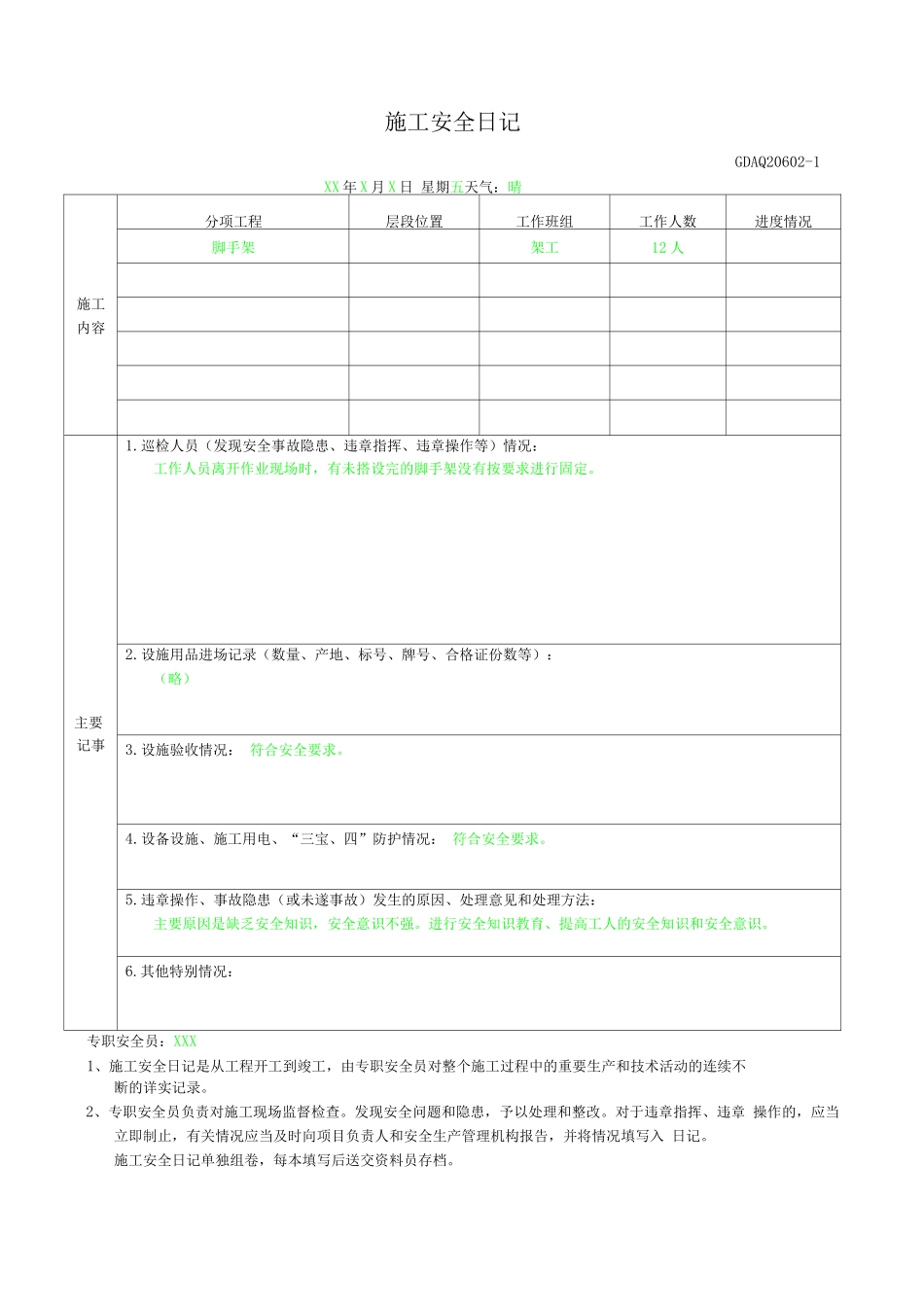 施工安全日记_第2页
