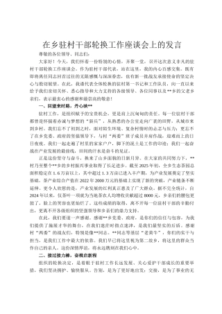 在乡驻村干部轮换工作座谈会上的发言
