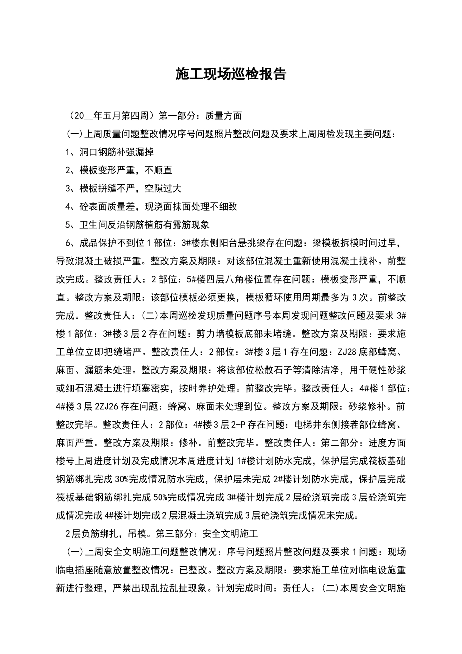 施工现场巡检报告_第1页