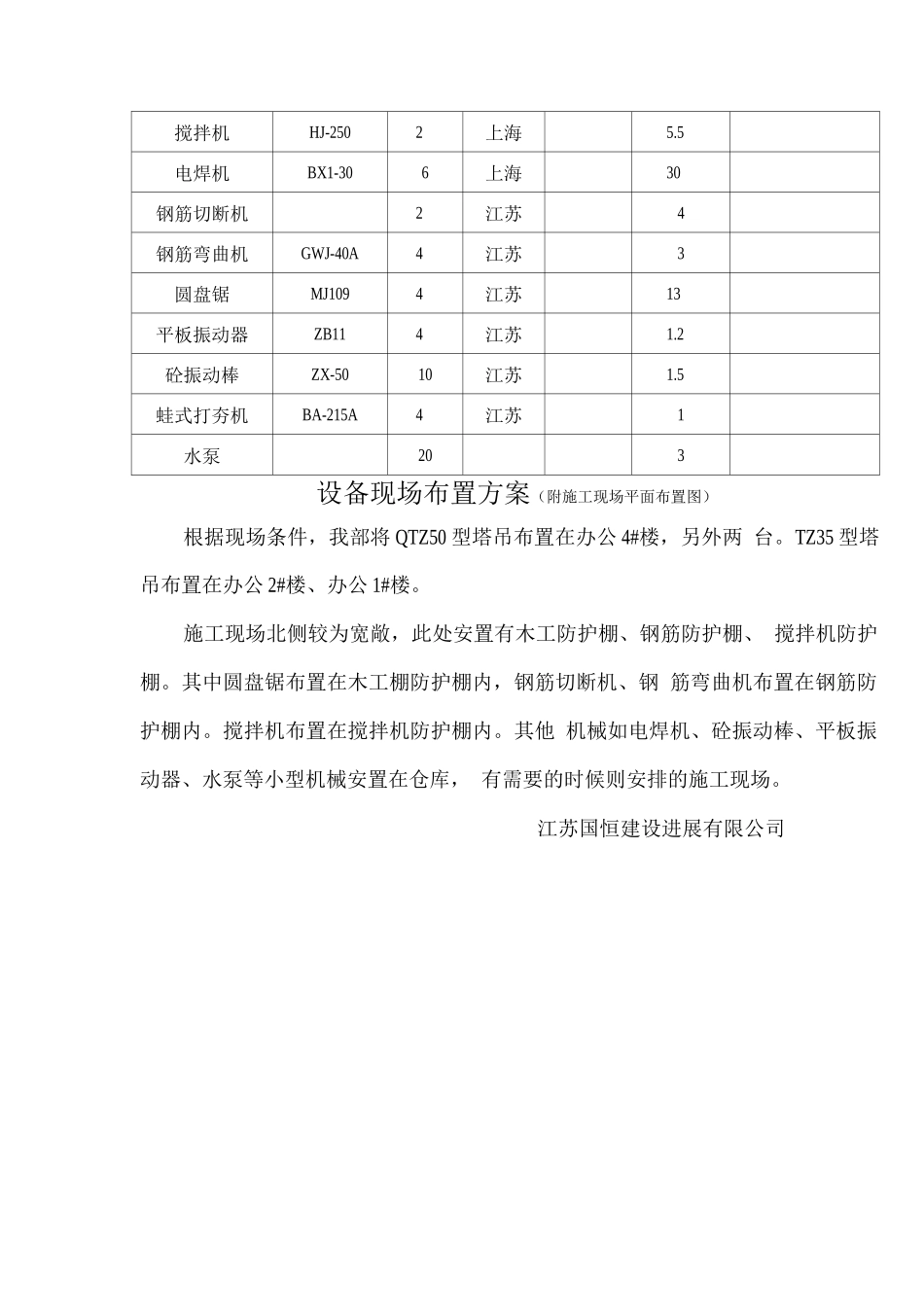 施工现场的机械设备情况及布置方案_第3页