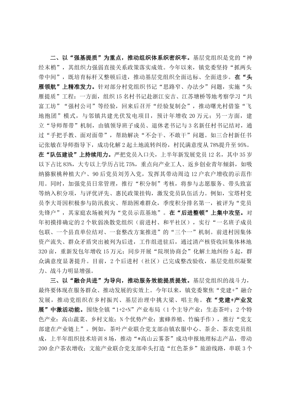 镇2025年上半年基层党组织建设工作总结_第2页