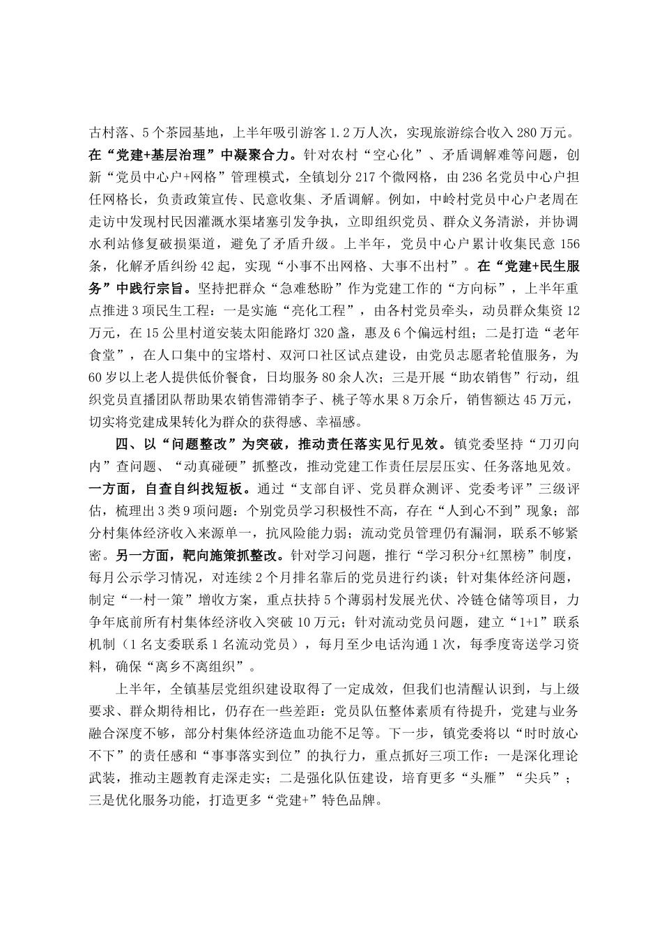 镇2025年上半年基层党组织建设工作总结_第3页