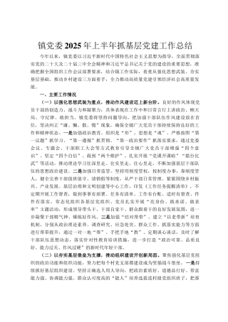 镇党委2025年上半年抓基层党建工作总结