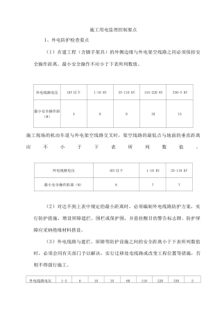 施工用电监理控制要点