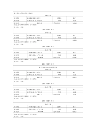 施工管理人员度培训考核记录