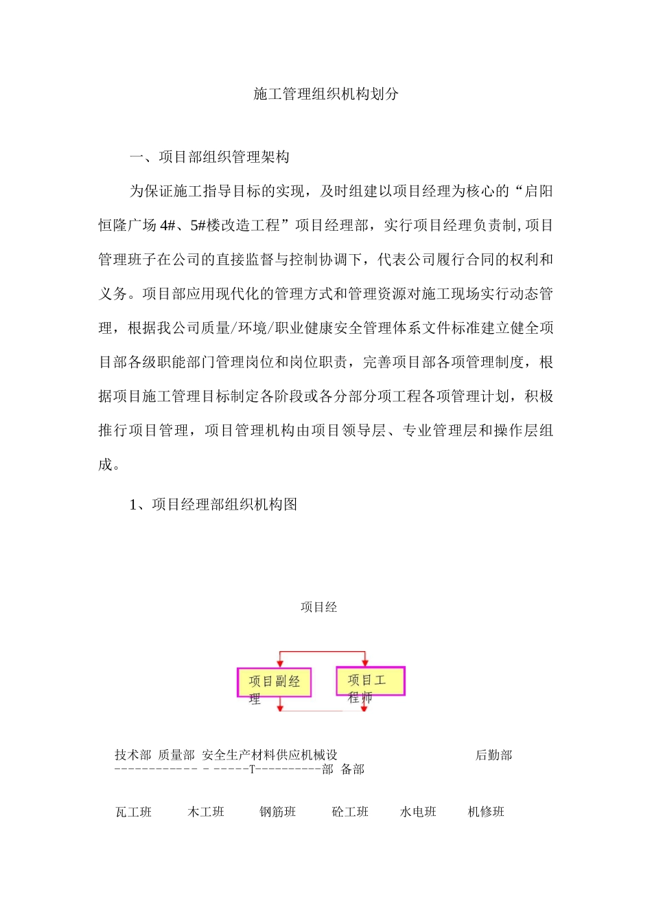 施工管理组织机构划分_第1页