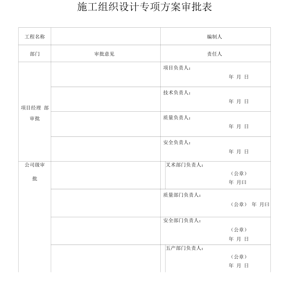 施工组织设计专项方案审批表_第1页