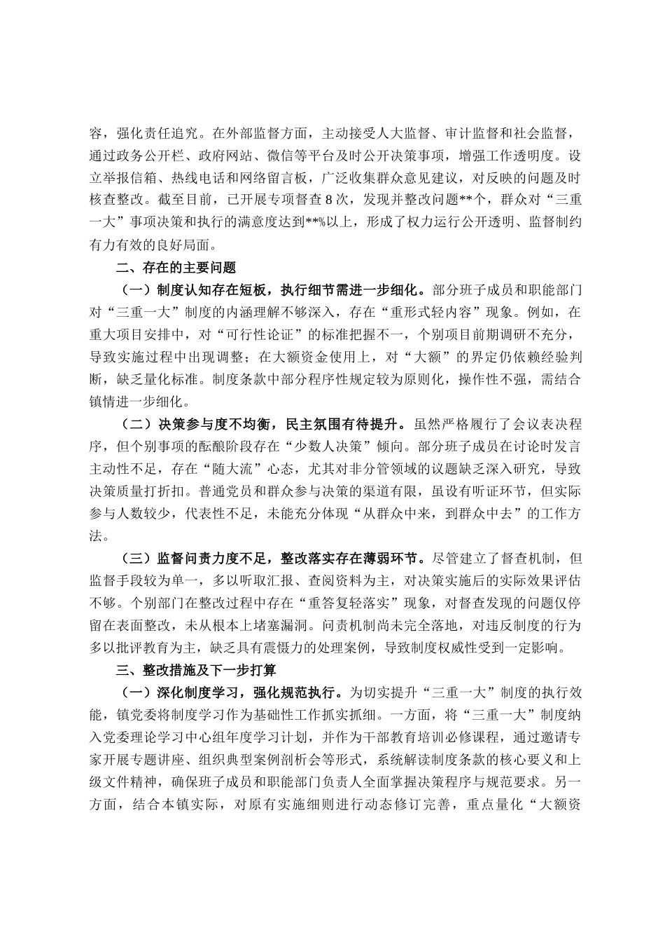 镇党委执行三重一大制度自查报告_第2页