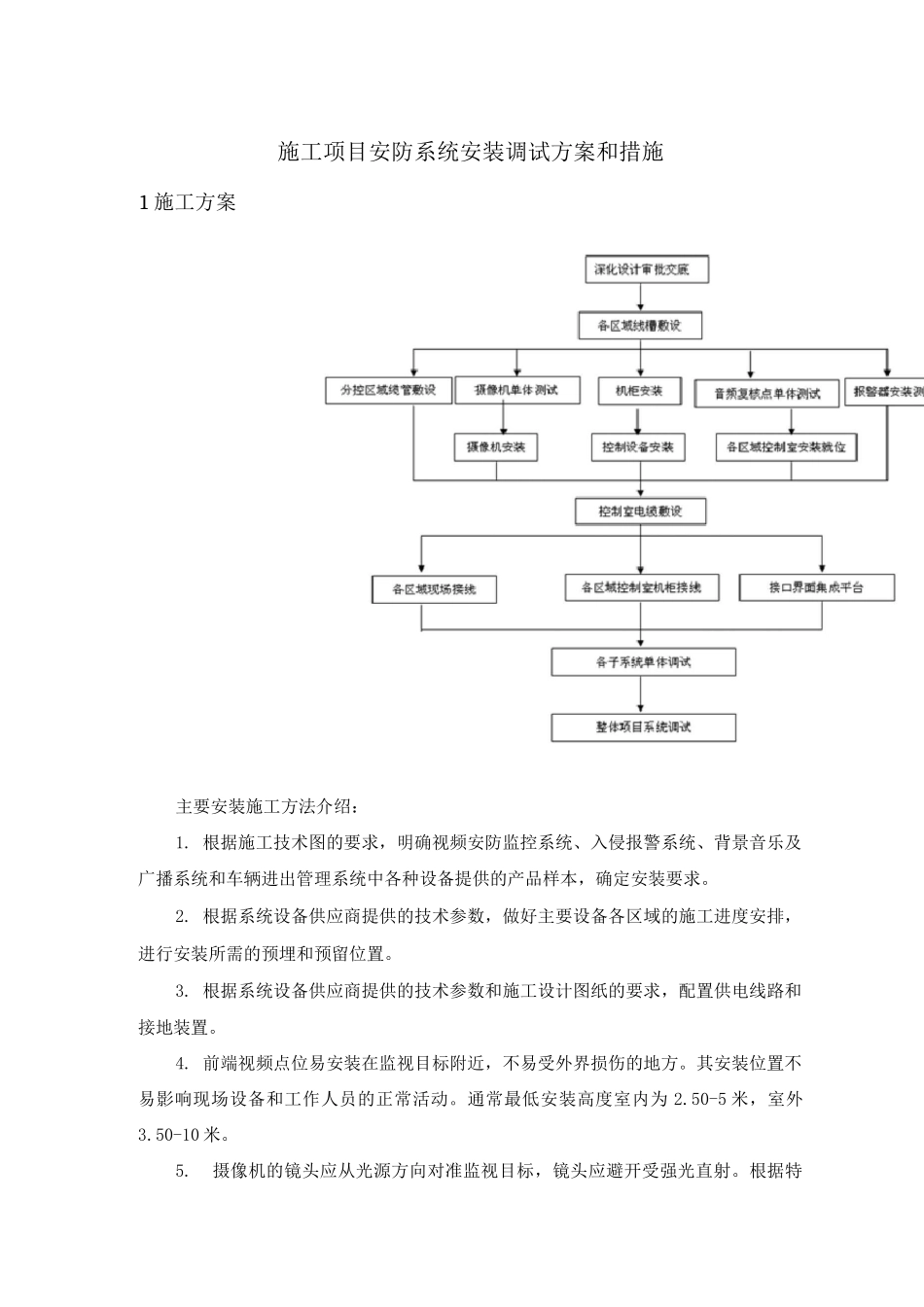 施工项目安防系统安装调试方案和措施_第1页