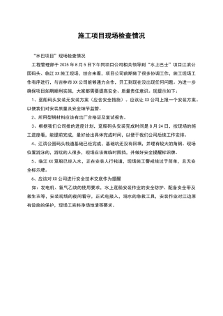 施工项目现场检查情况
