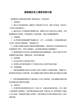 旅游景区员工绩效考核方案