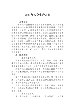 2025年安全生产方案