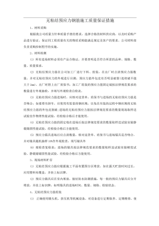 无粘结预应力钢筋施工质量保证措施