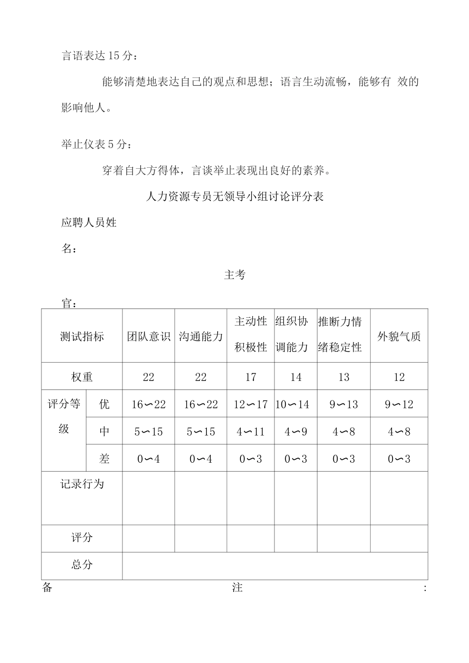 无领导小组讨论面试评分表_第2页