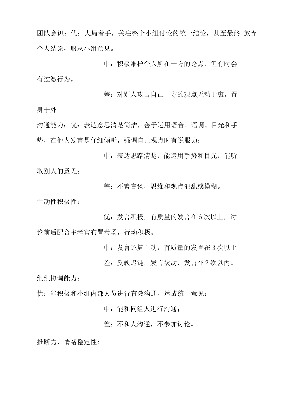 无领导小组讨论面试评分表_第3页