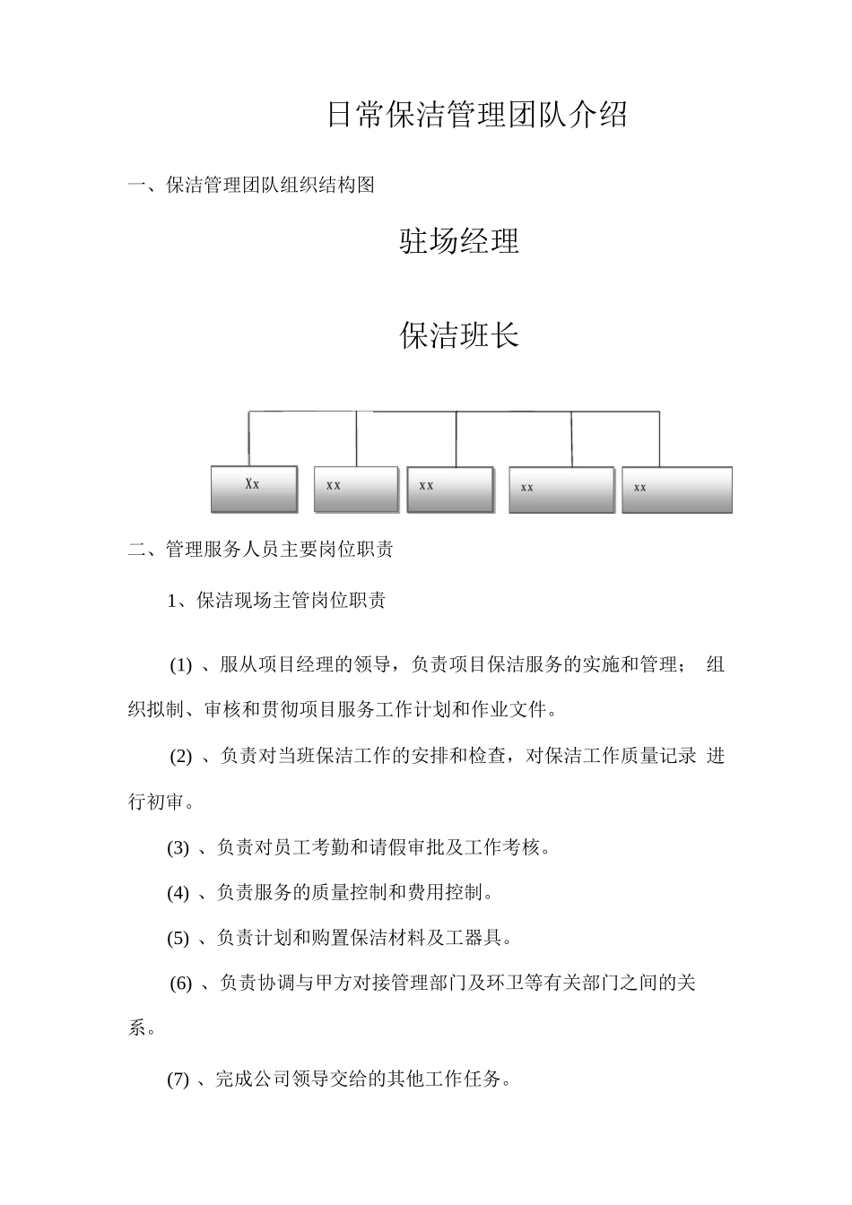 日常保洁管理团队介绍_第1页