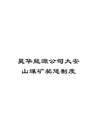 昊华能源公司大安山煤矿奖惩制度模板