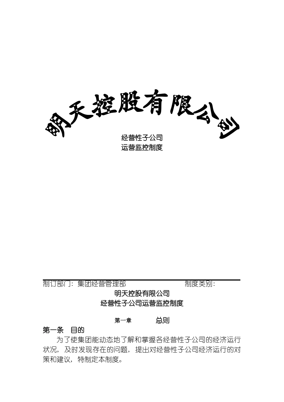 明天控股经营性子公司运营监控管理制度有用模板_第2页
