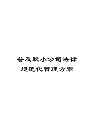 普及版小公司规范化管理方案模板