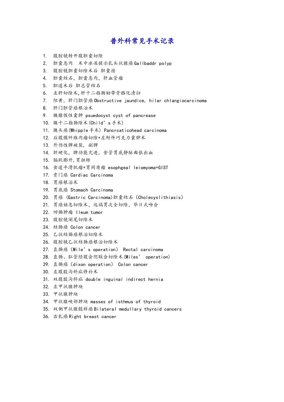 普外科常见手术记录_第1页