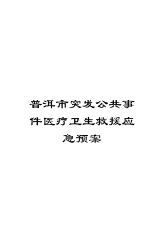 普洱市突发公共事件医疗卫生救援应急预案模板