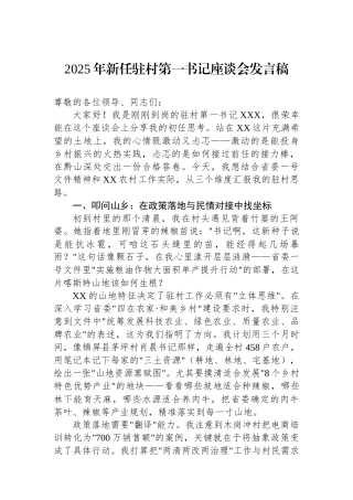 2025年新任驻村第一书记座谈会发言稿