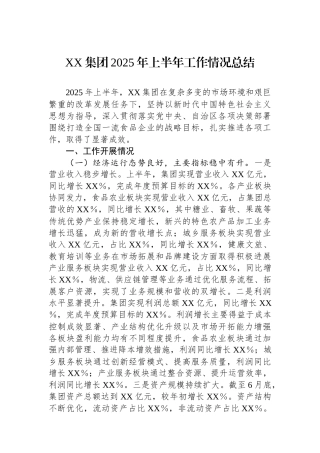 XX集团2025年上半年工作情况总结