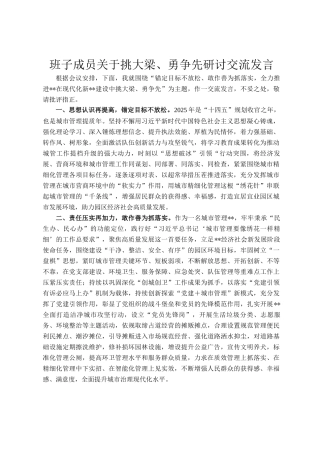 班子成员关于挑大梁、勇争先研讨交流发言