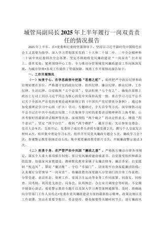 城管局副局长2025年上半年履行一岗双责责任的情况报告