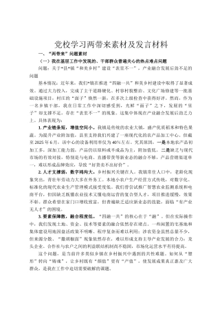 党校学习两带来素材及发言材料