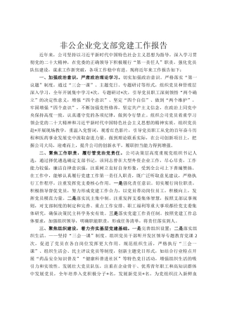 非公企业党支部党建工作报告