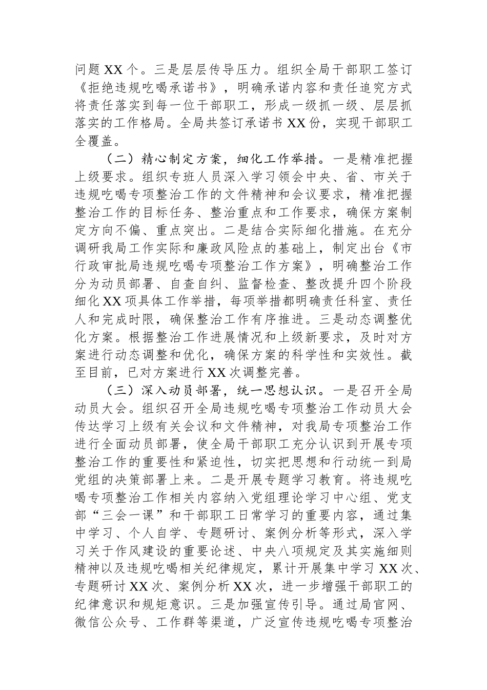 关于违规吃喝专项整治工作进展情况汇报：强作风严纪律，树审批清风_第2页